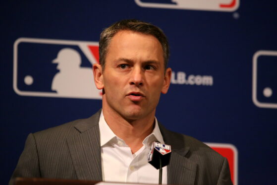 Cubs general manager Jed Hoyer speaks at the #WinterMeetings.